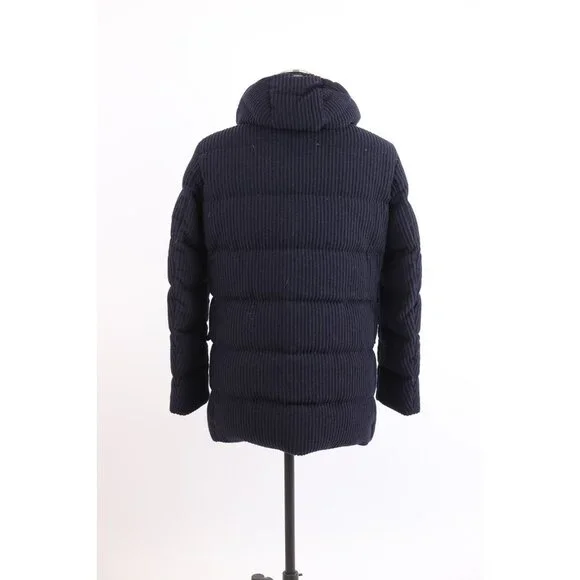 $1,850 Herno Montgenevre Down Corduroy Parka Jacket SZ 48/38 Navy NEW